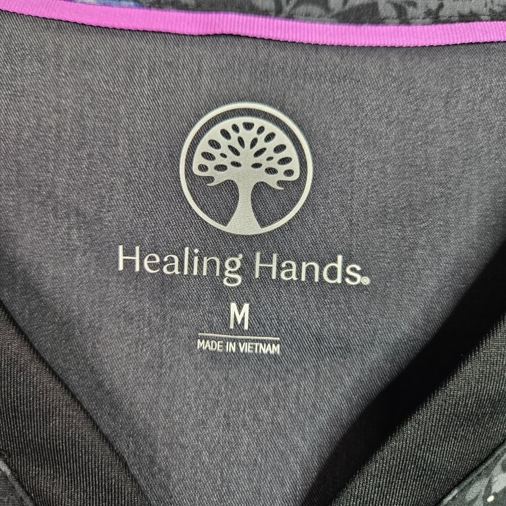 Healing Hands Jessi Scrub Y-neck Yoga Zip Wichket Moon Top Size M NEW - Picture 7 of 9